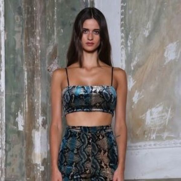 I.AM.GIA Delilah Snake Velvet Bandeau Crop Top M - Picture 2 of 7